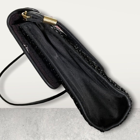 Whiting & Davis Black Metal Mesh Crossbody Evening Bag Convertible Clutch 8.5x6 - Picture 3 of 9